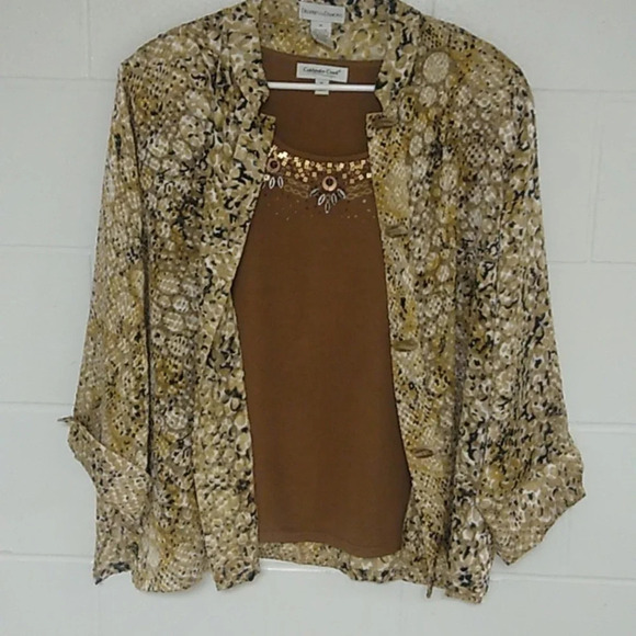 Drapers & Damon's Button down shirt, sheer, snake print,accent buttons - Picture 6 of 7